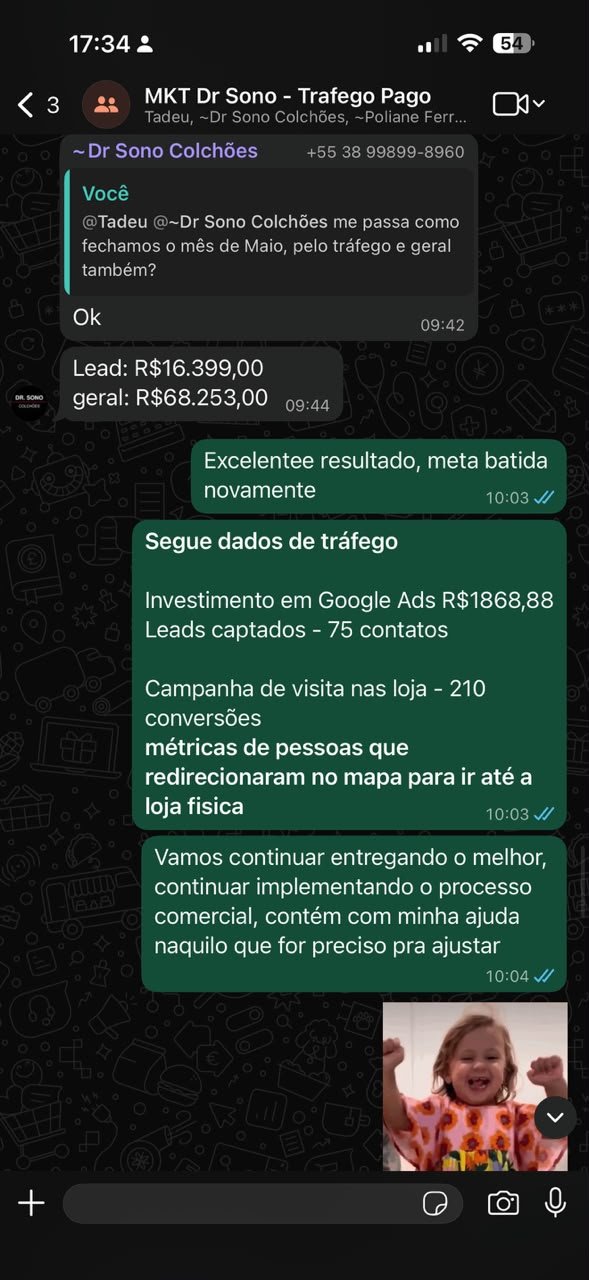 Resultado Dr Sono Colchões - tráfego pago